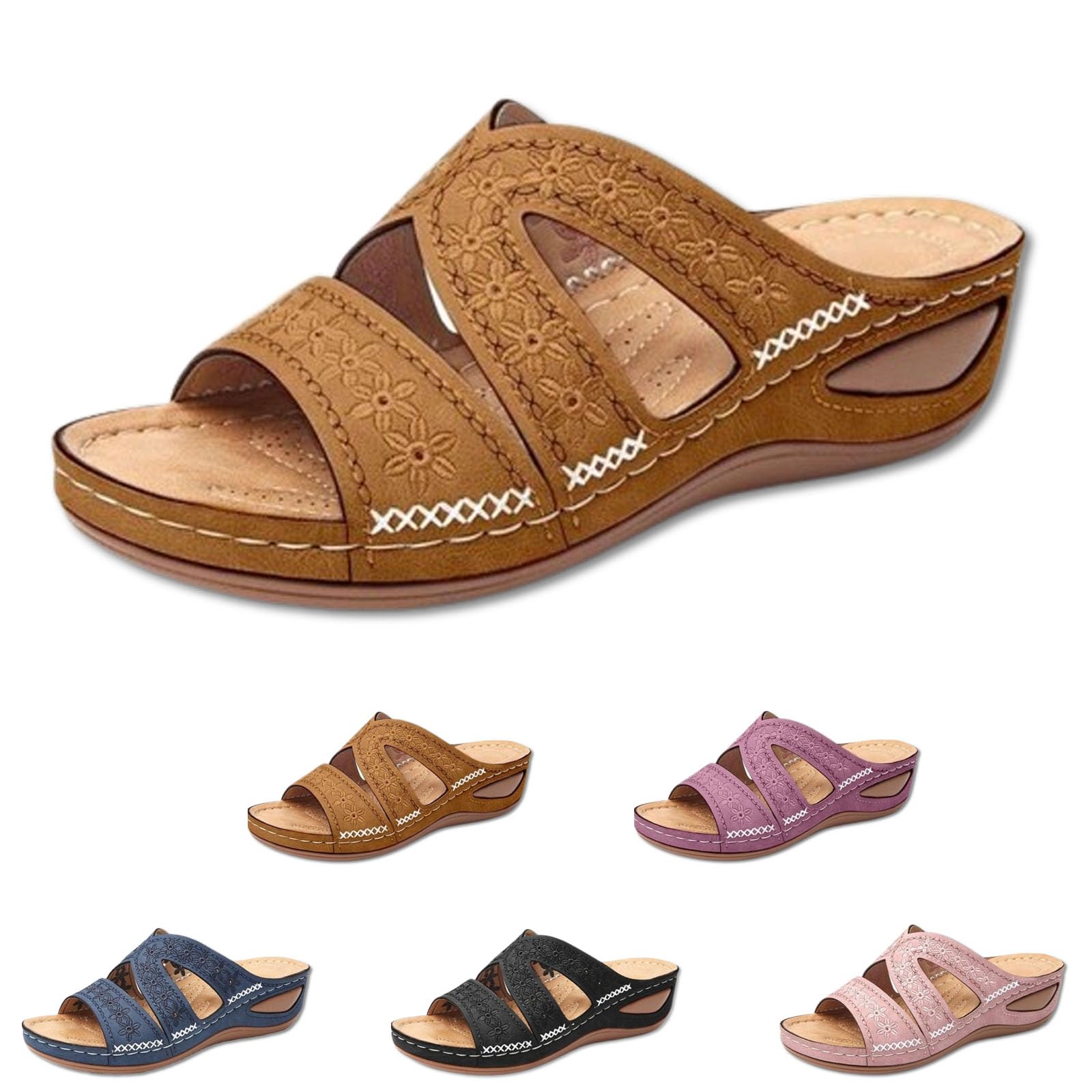  Hanyili Blisscomfy Arch Support Wide Toe Box Open Toe Sandals for Women
| Women's Casual Hanyili Wedge Orthopedic Sanda
